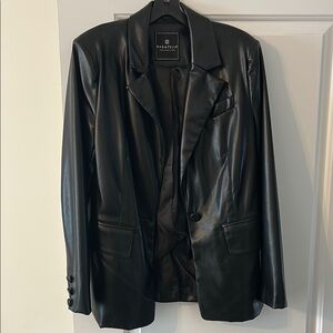 Bagatelle Black Faux Leather Blazer
